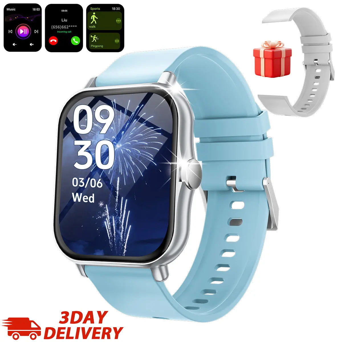 Free Delivery Smart Watch, Bluetooth Connect, 1.83 Hd Screen, Wireless Call & Music, Multiple Sports Modes, Text Message, Music Player, Daily Tool, Ideal Gift, Unisex