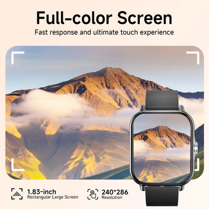 Free Delivery Smart Watch, Bluetooth Connect, 1.83 Hd Screen, Wireless Call & Music, Multiple Sports Modes, Text Message, Music Player, Daily Tool, Ideal Gift, Unisex