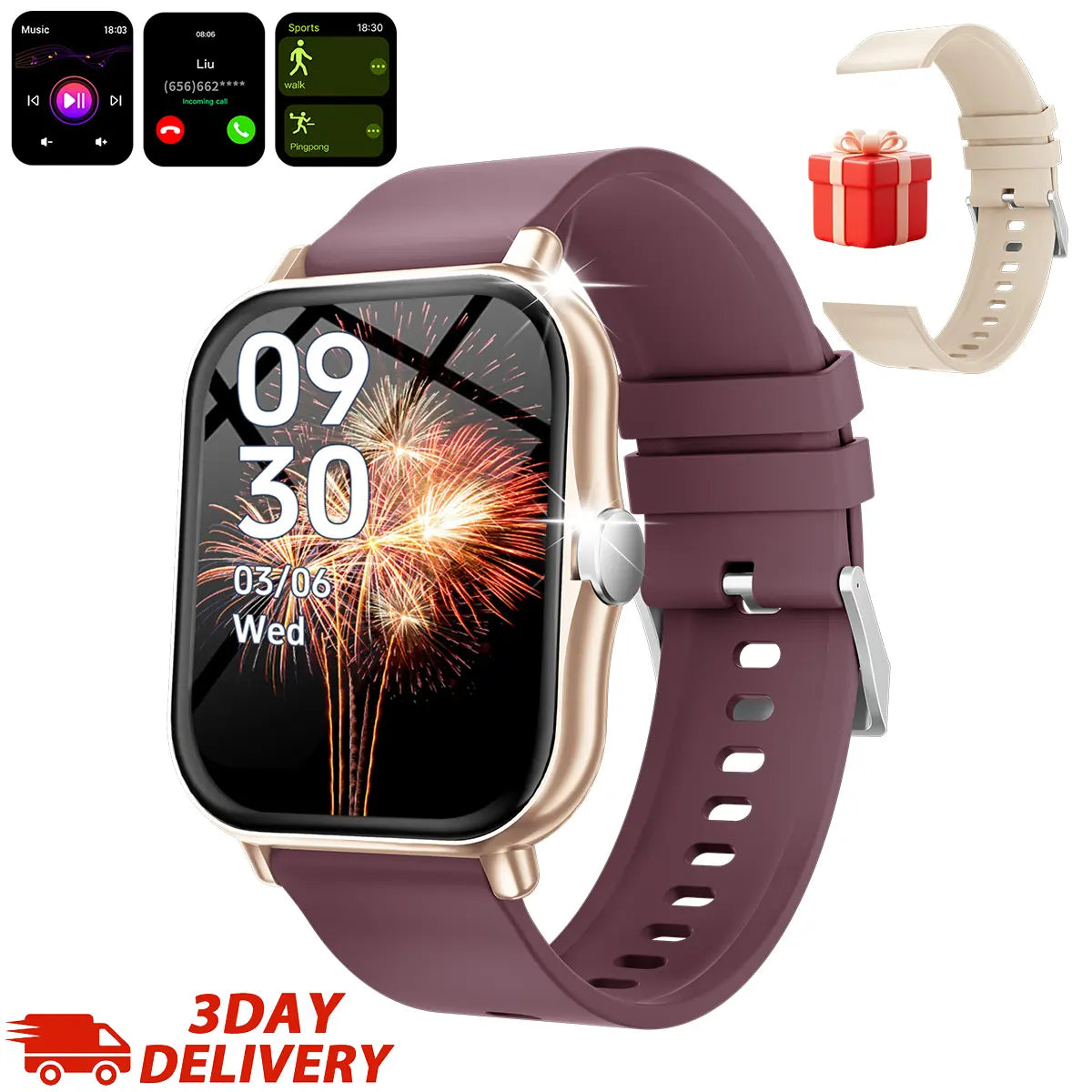 Free Delivery Smart Watch, Bluetooth Connect, 1.83 Hd Screen, Wireless Call & Music, Multiple Sports Modes, Text Message, Music Player, Daily Tool, Ideal Gift, Unisex
