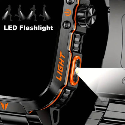 Manly Style Smart Sports Watch with LED Lights Wireless Calling, Message Reminders,Sports Mode, Voice Assistant, Weather Push,Stopwatch, Timer, Stopwatch and Other Functions, Smartwatch for Men, Compatible with Android and Iphone Phones Tracker Summerwins