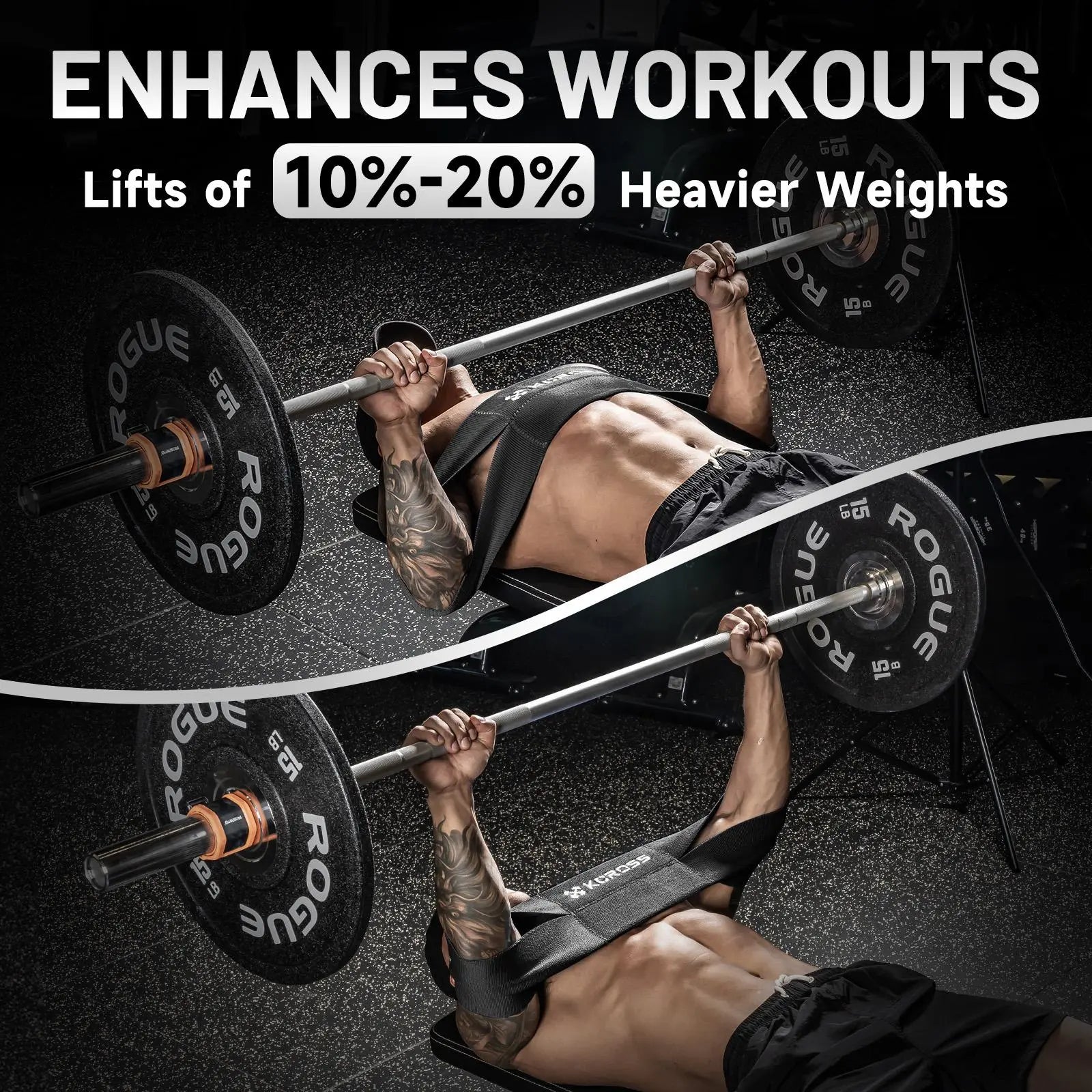 KCROSS Adjustable Bench Press Resistance Band for Strength Training and Push-Up Exercises