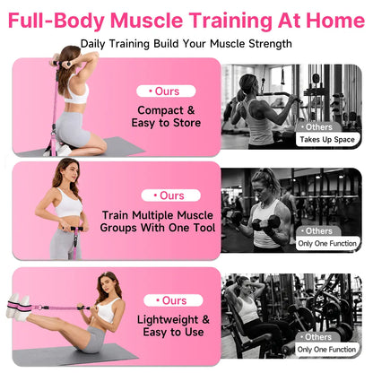 MANUEKLEAR Upgraded Multifunctional 3-Tube Pedal Resistance Bands with Handles, Adjustable Tension Ropes for ABS, Waist, Arm & Leg Training, Home Sit-Up Workout Gear for Women