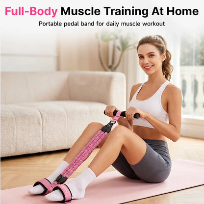 MANUEKLEAR Upgraded Multifunctional 3-Tube Pedal Resistance Bands with Handles, Adjustable Tension Ropes for ABS, Waist, Arm & Leg Training, Home Sit-Up Workout Gear for Women