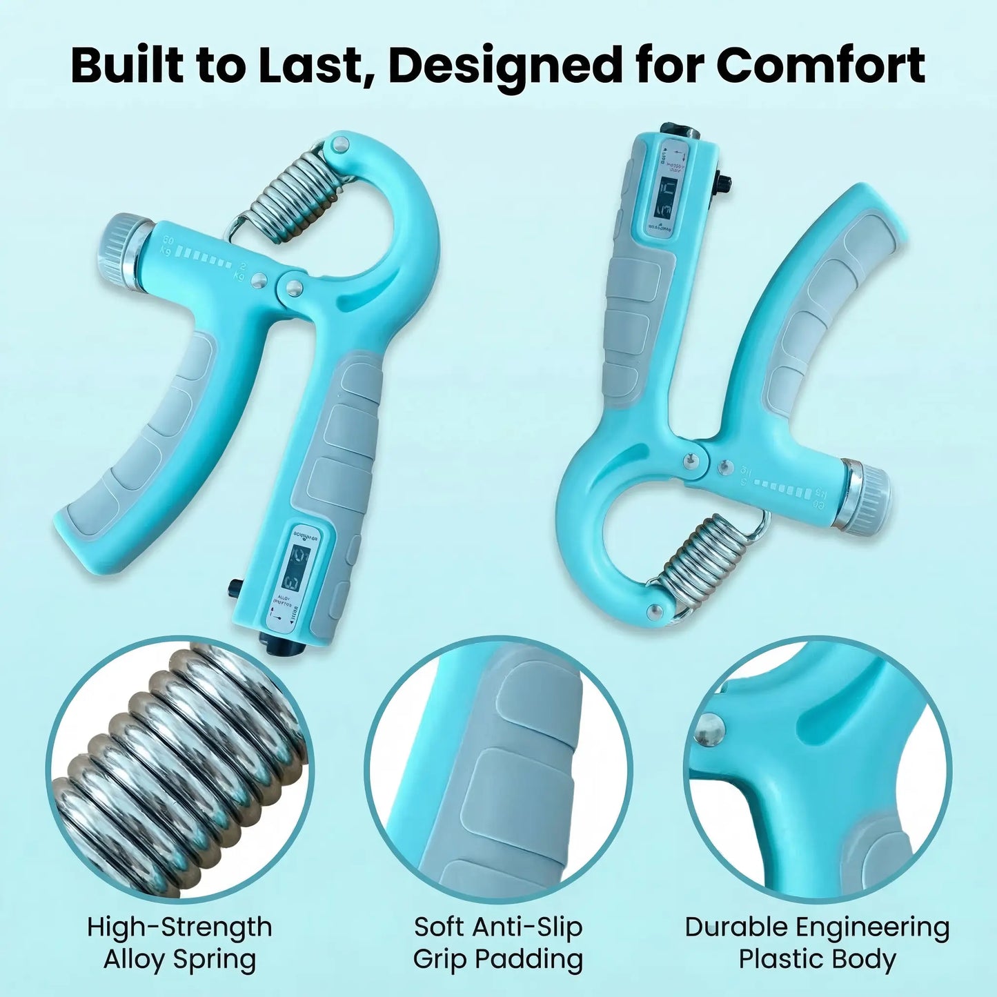 2-Pack Hand Gripper Strengthener, Adjustable Resistance (11-132 Lbs/5-60Kg) Forearm Exerciser, Workout Fitness Equipment for Muscle Building, Injury Recovery