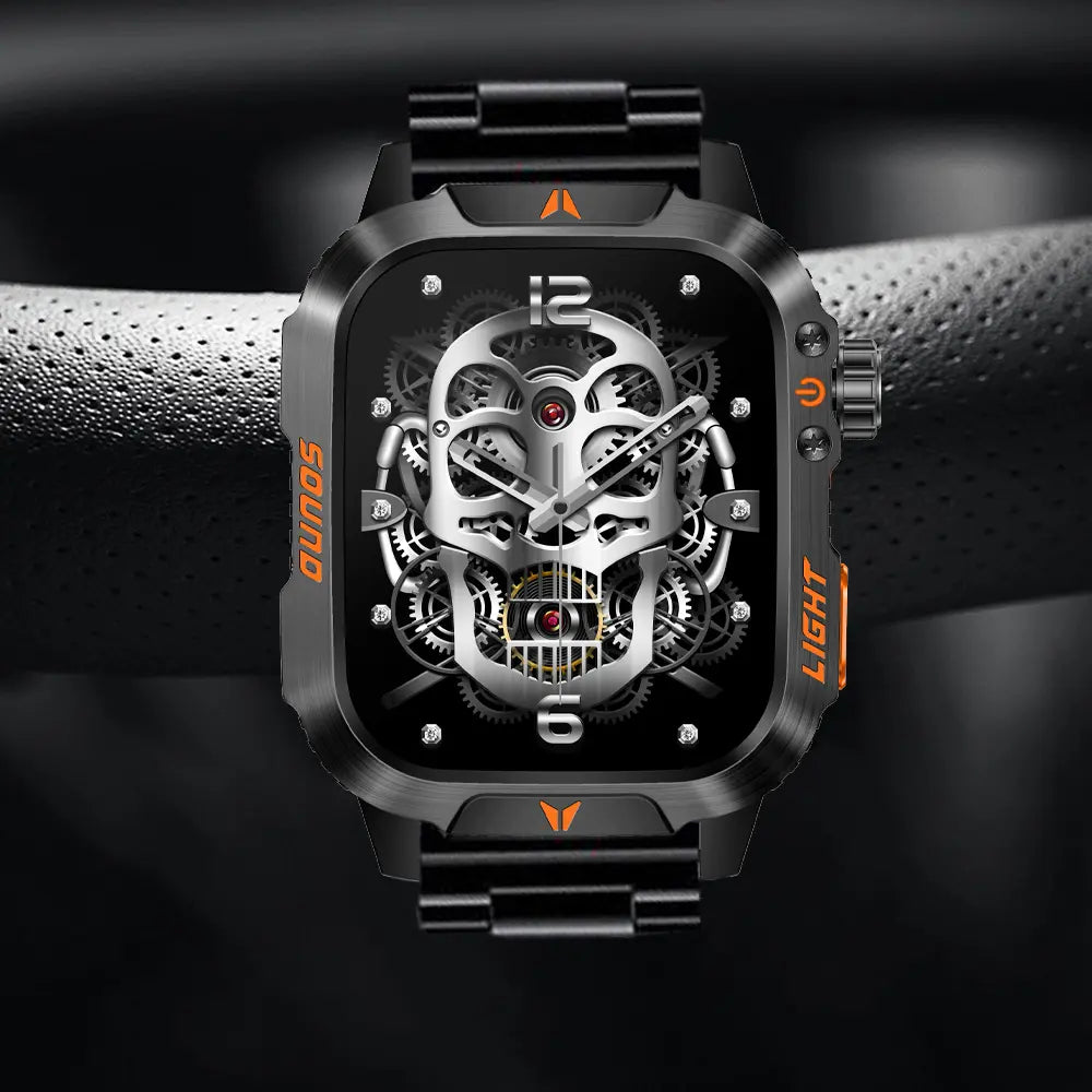 Manly Style Smart Sports Watch with LED Lights Wireless Calling, Message Reminders,Sports Mode, Voice Assistant, Weather Push,Stopwatch, Timer, Stopwatch and Other Functions, Smartwatch for Men, Compatible with Android and Iphone Phones Tracker Summerwins