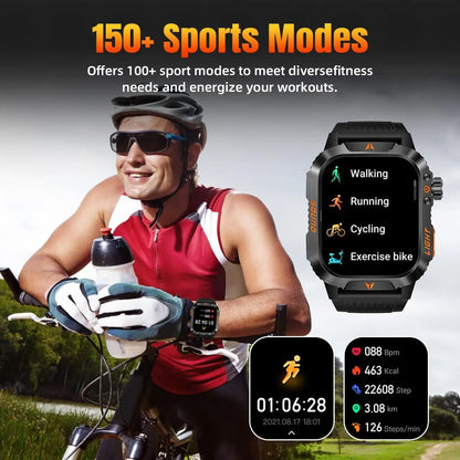 Manly Style Smart Sports Watch with LED Lights Wireless Calling, Message Reminders,Sports Mode, Voice Assistant, Weather Push,Stopwatch, Timer, Stopwatch and Other Functions, Smartwatch for Men, Compatible with Android and Iphone Phones Tracker Summerwins