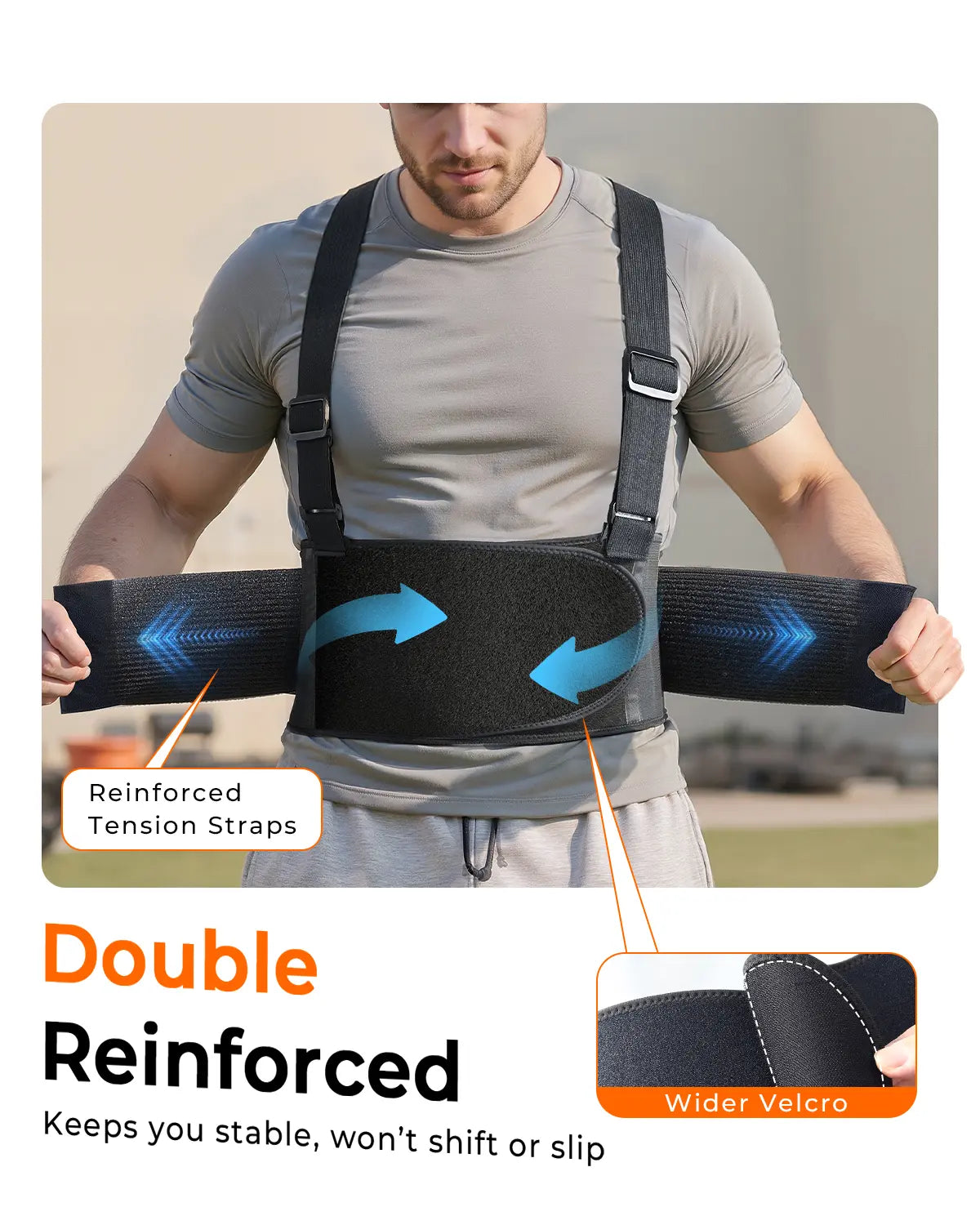 CHANGENOW Work Back Brace with Adjustable Shoulder Straps [Stronger Support & Breathable Mesh] Lower Back Support Belt for Men Women - Pain Relief for Lifting, Warehouse, Construction & Moving