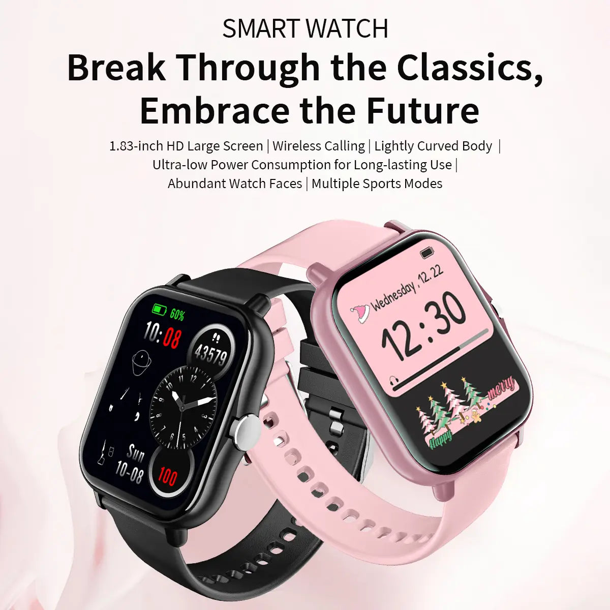 Free Delivery Smart Watch, Bluetooth Connect, 1.83 Hd Screen, Wireless Call & Music, Multiple Sports Modes, Text Message, Music Player, Daily Tool, Ideal Gift, Unisex