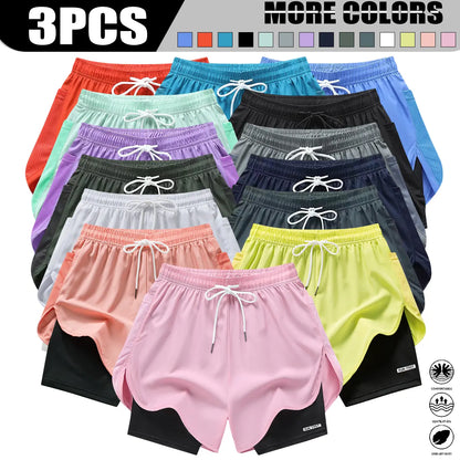 Women’S Casual Athletic Pants, Faux Two-Piece Design, Minimalist Style with Lining, Drawstring Elastic Waistband; Suitable for Outdoor Fitness, Running, Yoga, and Casual Wear; Women’S Shorts.,Summerwins