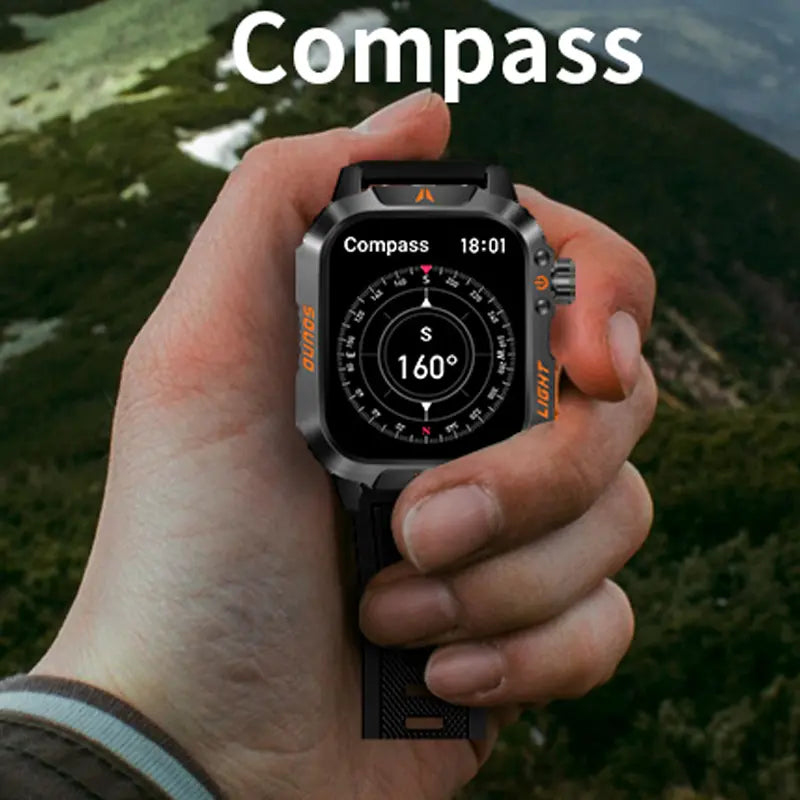 Manly Style Smart Sports Watch with LED Lights Wireless Calling, Message Reminders,Sports Mode, Voice Assistant, Weather Push,Stopwatch, Timer, Stopwatch and Other Functions, Smartwatch for Men, Compatible with Android and Iphone Phones Tracker Summerwins