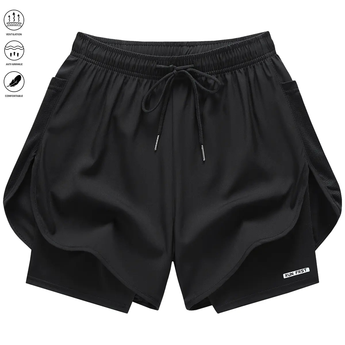 Women’S Casual Athletic Pants, Faux Two-Piece Design, Minimalist Style with Lining, Drawstring Elastic Waistband; Suitable for Outdoor Fitness, Running, Yoga, and Casual Wear; Women’S Shorts.,Summerwins