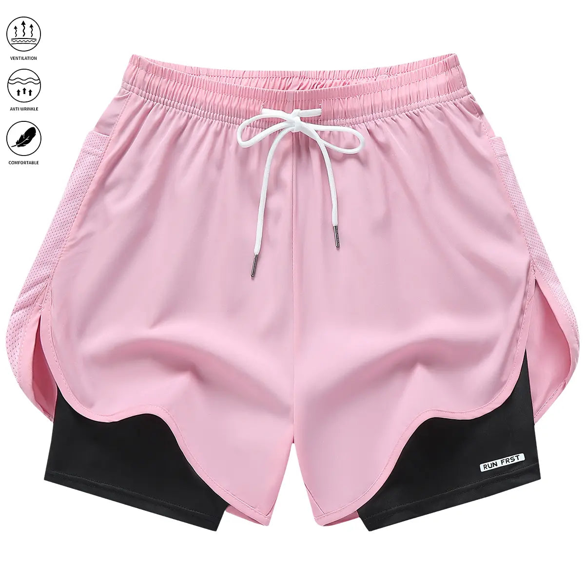Women’S Casual Athletic Pants, Faux Two-Piece Design, Minimalist Style with Lining, Drawstring Elastic Waistband; Suitable for Outdoor Fitness, Running, Yoga, and Casual Wear; Women’S Shorts.,Summerwins