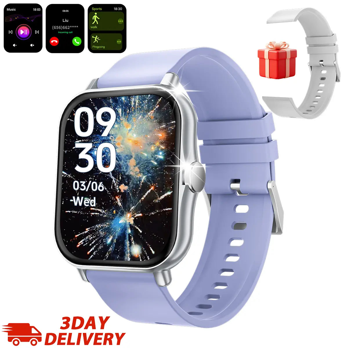 Free Delivery Smart Watch, Bluetooth Connect, 1.83 Hd Screen, Wireless Call & Music, Multiple Sports Modes, Text Message, Music Player, Daily Tool, Ideal Gift, Unisex